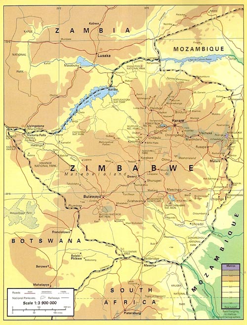 map of zimbabwe and surrounding countries