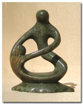 Mother and Child Soapstone Carving
