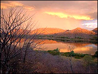 View of the Zambezi sunset from Zambia Wilderness Ranch