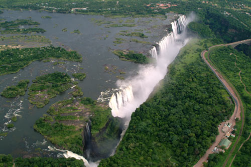 ariel view of Victoria falls