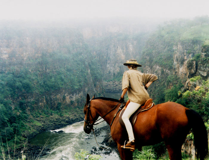 Alison on Horseback overlooking Batoka Gorge
