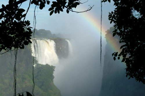 Victoria falls waterfall and rainbow