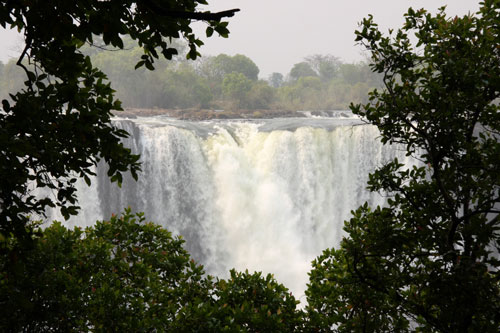 Victoria Falls through rainforest