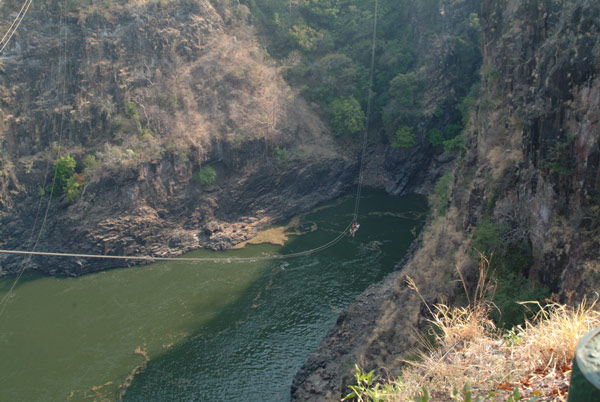 Zipliner down in the gorge