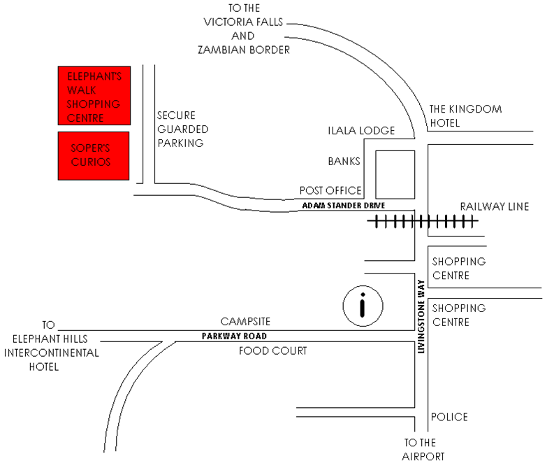 Victoria Falls shopping map