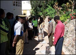 These saw dust burning cooking stoves have reduced the numbers of 
			trees being cut down for fuel