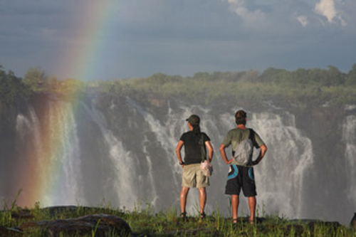 Victoria falls waterfall and rainbow