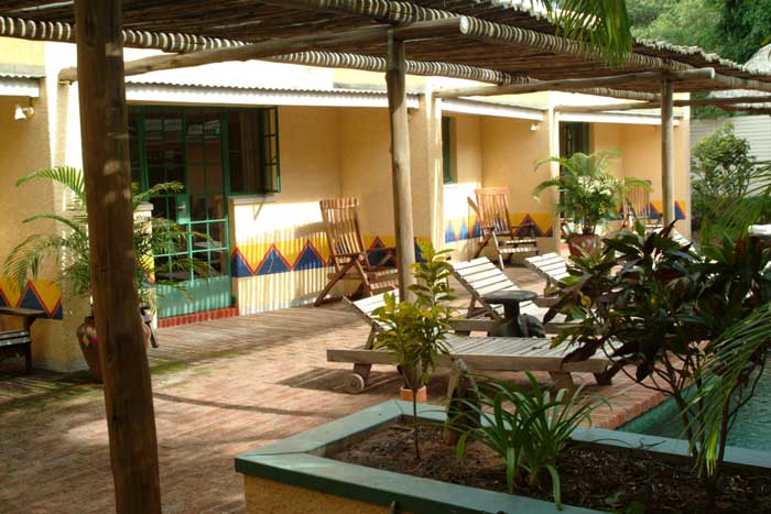 Sun beds by the pool area