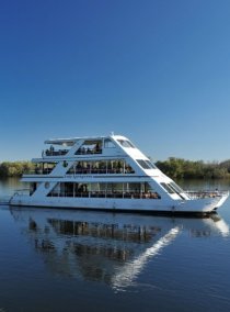 Sunset cruise on the Lady Livingstone packaged with a helicopter flight over the Victoria Falls