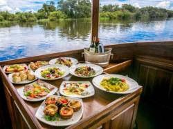 Lunch spread on the afternoon Ra Ikane cruise Zambezi River, Victoria Falls, Zimbabwe