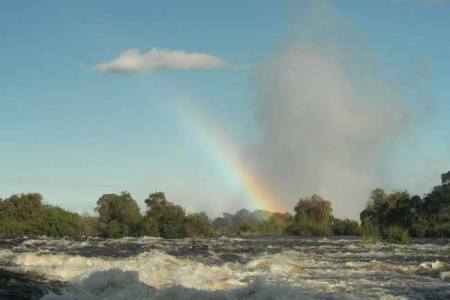 Rainbow in the spray from the Victoria Falls