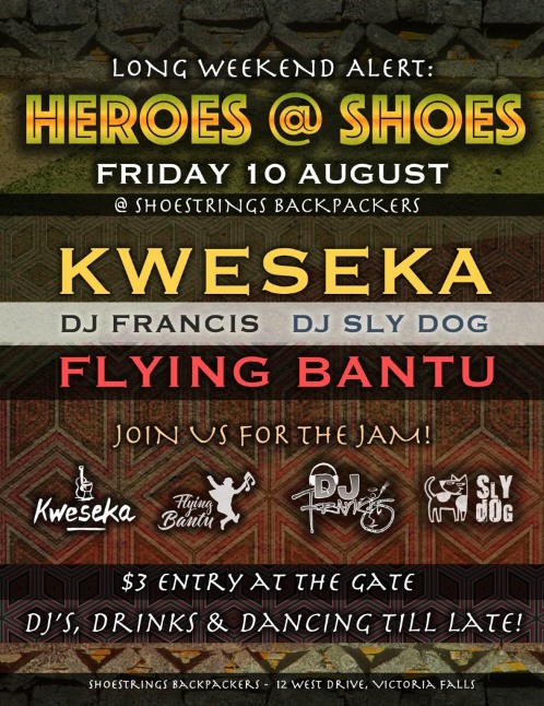 Kweseka, Flying Bantu live at Shoestring Backpackers Lodge in Victoria Falls, Zimbabwe