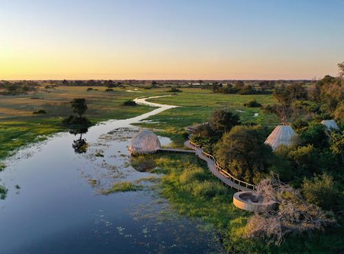 Luxurious Jao Camp on a remote island in the Okavango Delta, Botswana