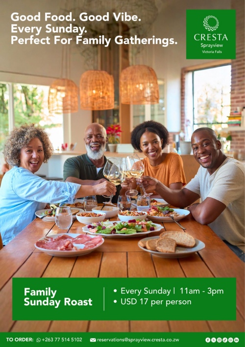 Sunday Roast at Cresta Sprayview in Victoria Falls, Zimbabwe