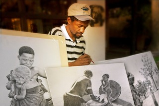 Lemington, artist in Victoria Falls