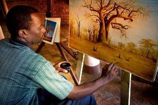 Lewes, artist in Victoria Falls
