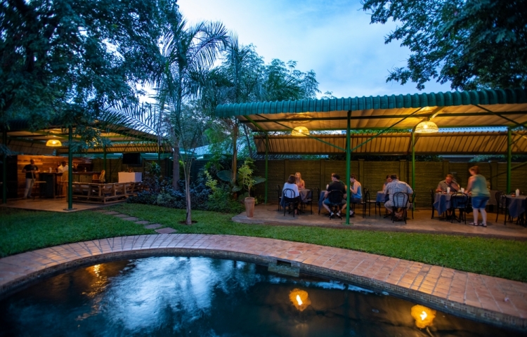 The covered dining area