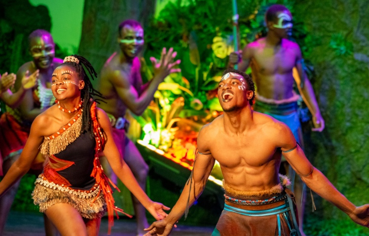 Live theatre producion Simunye We Are One in the city of Victoria Falls, Zimbabwe