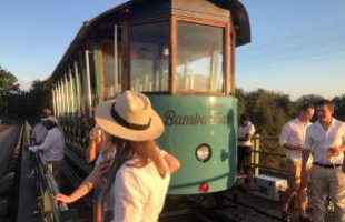 The Bamba Tram on the Victoria Falls Bridge from Zimbabwe