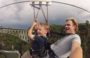 Victoria Falls Tandem Bridge Swing across the gorge of the Zambezi River