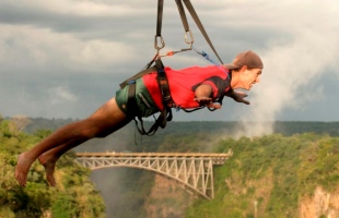 Flying Fox over the Zambezi River Gorge in Victoria Falls, Zimbabwe