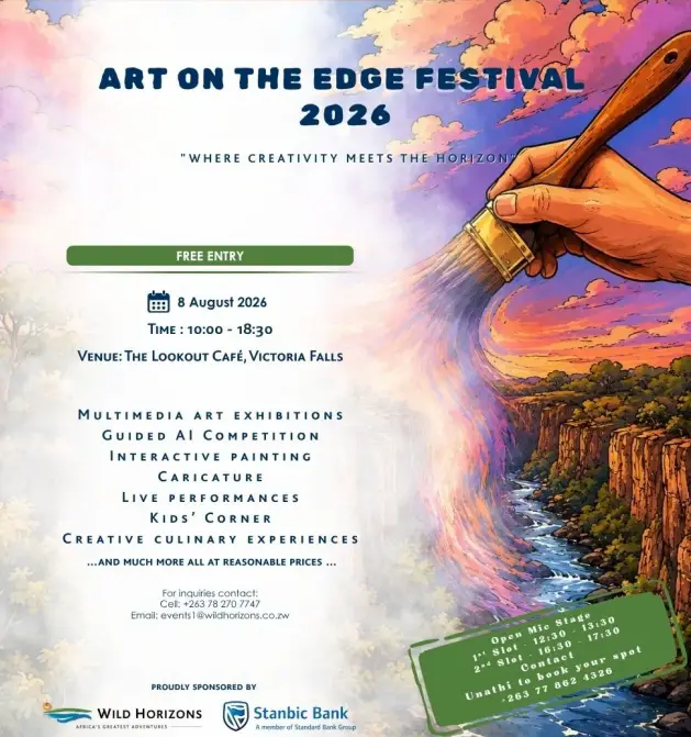 Art on the Edge takes place in Augustt 2026, in Victoria Falls, Zimbabwe