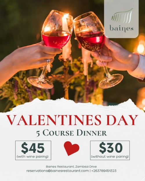 Valentine's Dinner at Baines Restaurant in Victoria Falls, Zimbabwe