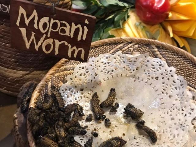 Mopani worms are a must at The Boma, Victoria Falls, Zimbabwe