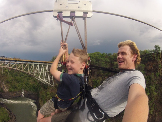 Tandem Bridge Slide at the Victoria Falls Bridge between Zimbabwe and Zambia