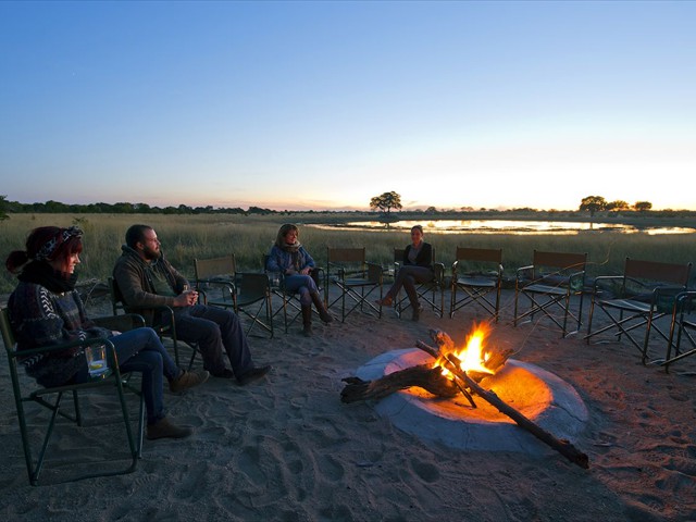 Camp fire over sundowners