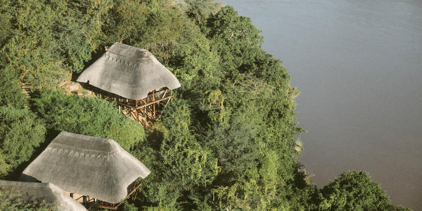 Chilo Lodge overlooking the Save River - lodge on the cliff near Gonarezhou National Park, Zimbabwe