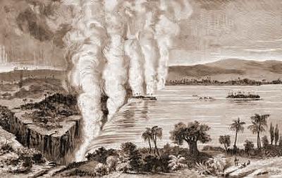 The Victoria Falls of the Zambesi River (from Livingstone's Missionary Travels)