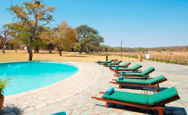 The hotel's pool area