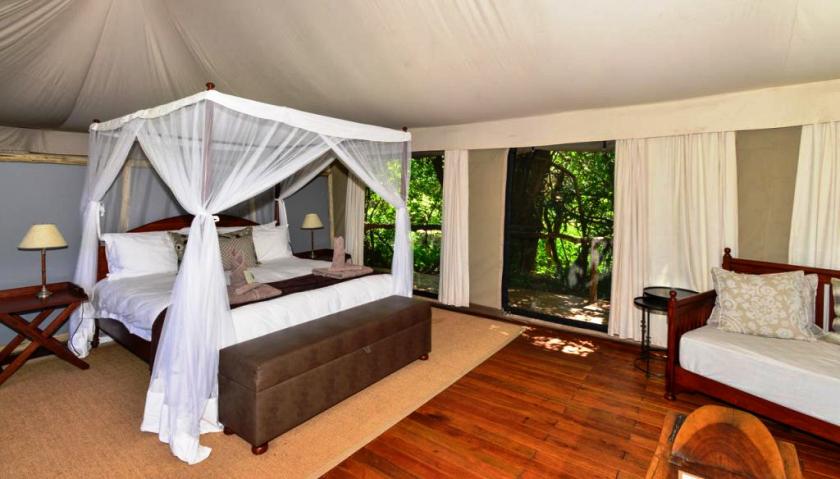 Inside a luxury tented room