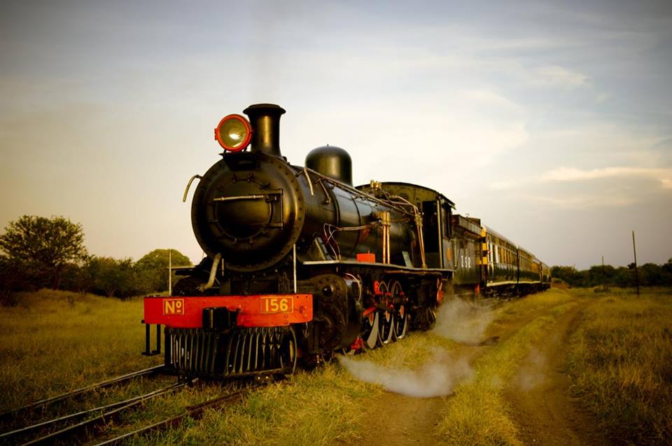 The Royal Livingstone Express steam train in Zambia near Victoria Falls