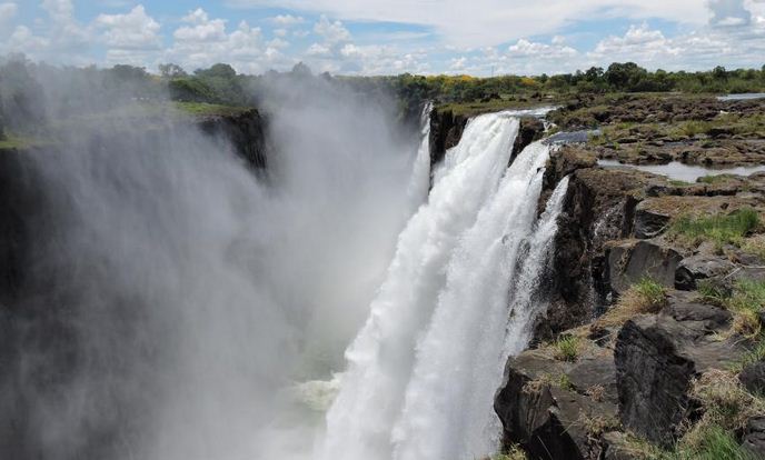 A view of the Victoria Falls from the Zambian side of the border