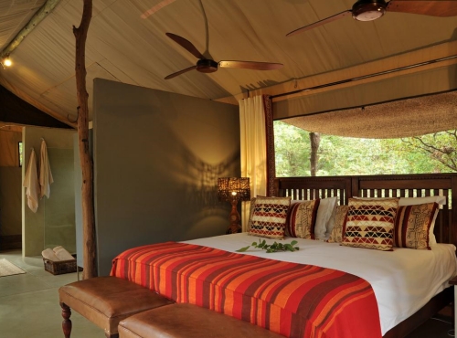 Spacious deluxe tents at Changa Safari Camp along Lake Kariba - Zimbabwe