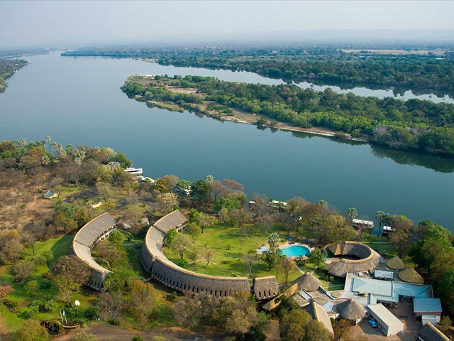 The A'Zambezi riverside Hotel along the Zambezi River in Zimbabwe