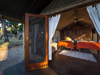 Inside a standard tented room at Davisons Camp, Hwange National Park - Zimbabwe
