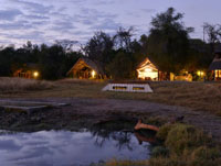 The view of the waterhole underground at The Hide, Hwange National Park, Zimbabwe