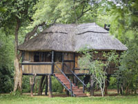 A tree house at Ivory Lodge in Hwange National Park, Zimbabwe