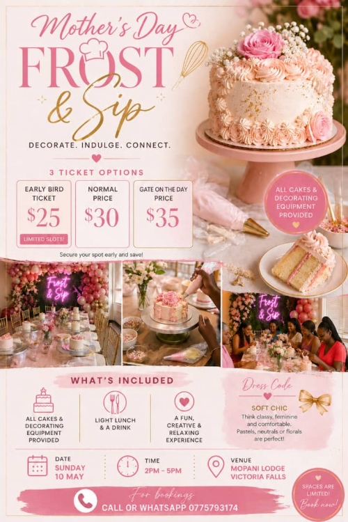 Mopani Lodge hosts a Mother's Day event in May 2026 in Victoria Falls, Zimbabwe