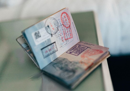 Passport with visas and stamps
