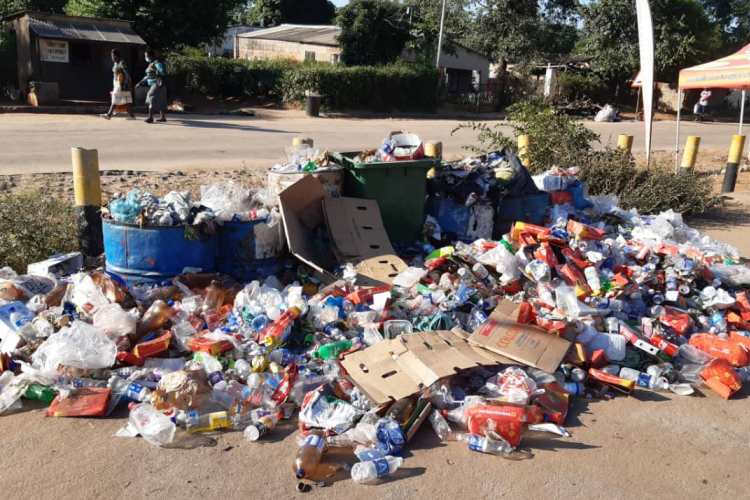 Plastic pollution in the high density suburb of Victoria Falls town is sometimes a problem