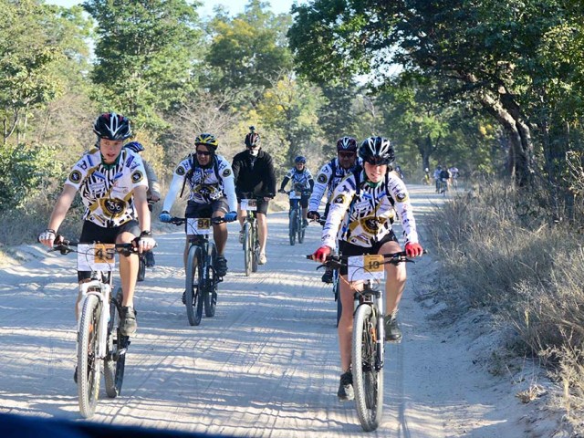 Riders during the 2017 Pumping Legs for Water event in Hwange, Zimbabwe