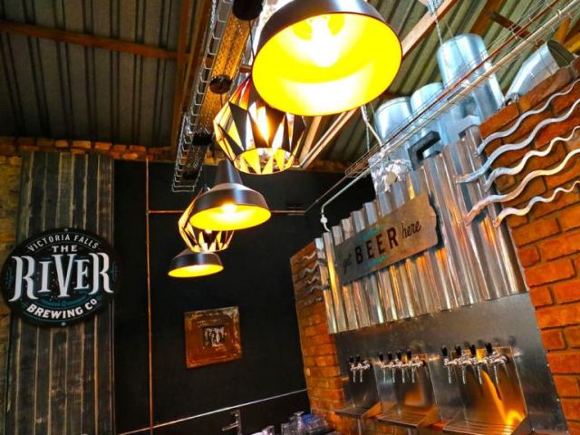 The bar at the River Brewing Co, Victoria Falls, Zimbabwe