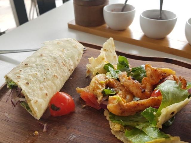 Delicious wraps at the Shearwater Cafe in Victoria Falls, Zimbabwe