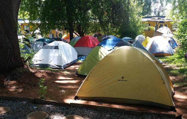 Shoestrings campsite tents in Victoria Falls, Zimbabawe
