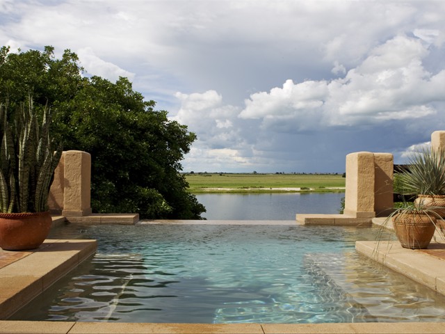 Infinity pool by the Chobe River at Chobe Game Lodge in Botswana