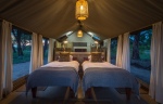 The standard tent has twin beds or double beds